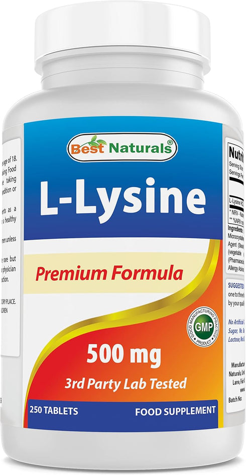 Best Naturals L-Lysine 500 mg, 250 Tablets