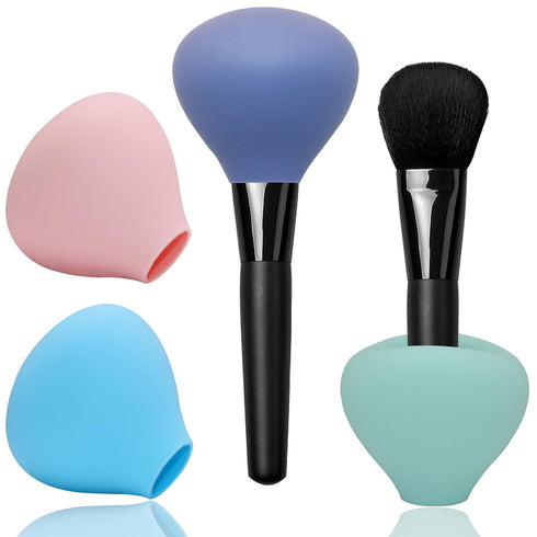 Makeup Brush Covers, Silicone Organizer Case for Storage, 4 Pack Reusable Brush Holders for Travel