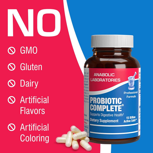 Probiotics for Digestive Health - 50 Capsules - 15 Billion Live Active Cells for Men and Women