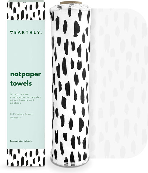 Reusable Paper Towels - 10 PACK - Washable Cotton Cloth Paper Towels - Paperless Napkins - Absorbent Long Lasting Zero