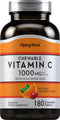 Piping Rock Vitamin C Chewable 1000mg, 180 Tablets, Orange Flavor, Vegetarian, Non-GMO, Gluten Free