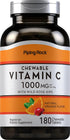 Piping Rock Vitamin C Chewable 1000mg, 180 Tablets, Orange Flavor, Vegetarian, Non-GMO, Gluten Free