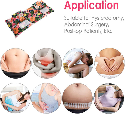Hysterectomy Pillow Abdominal Surgery Seatbelt Pillows with Pocket – Myomectomy Comfort Cushion for Belly Incision