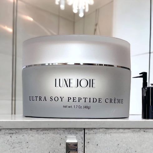LuxeJoie Ultra Soy Peptide Creme - Anti-Aging Face Moisturizer with Matrixyl Peptides for Dry Mature Skin (1.7 oz)