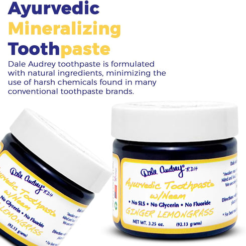 Ayurvedic Mineralizing Tooth Paste for Sensitive Teeth | Organic Ginger Lemongrass Flavor Teeth Whitening and Fresh Breath | Natural Toothpaste, Vegan (3.25 Oz)