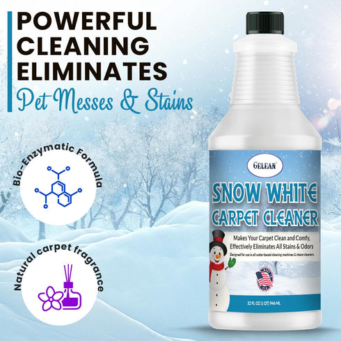 Carpet Cleaner Rug Extracting Shampoo, SNOW WHITE Solution for Tough Stains and Odors, 32oz for Carpets.