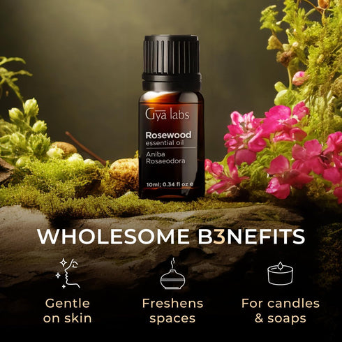 Set Set 2x0.34 oz Rosewood Oil for Skin & Sandalwood Essential Oils for Diffuser - Aromatherapy Grade Essential Oils