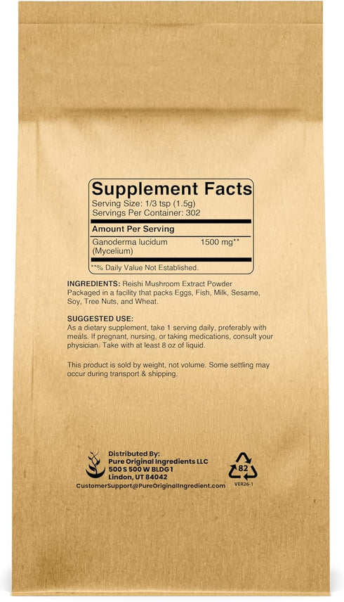 PURE ORIGINAL INGREDIENTS (1lb) Reishi Mushroom Lingzhi, Traditional Supplement, Non-GMO, Lab-Verified
