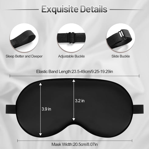 Silk Sleep Mask with Adjustable Strap, Satin Blackout Blindfold for Men & Women, Comfortable Eyeshade for Night Sleep