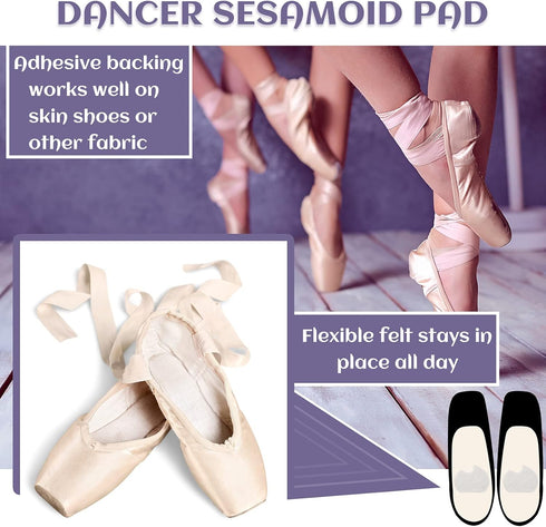 24 Pieces Foot Pads for Dancer, Self-Adhesive Felt Cushion Pads for Ball of Feet Pain Relief (White)