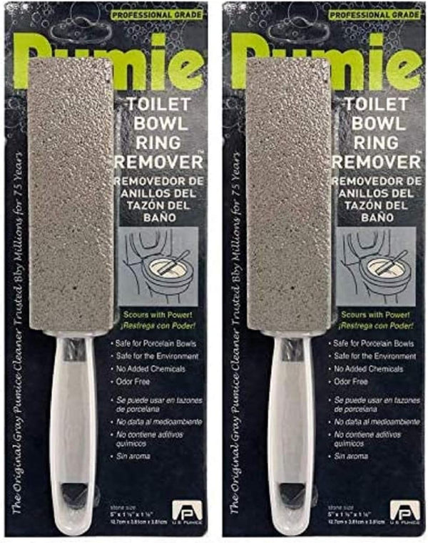 PUMIE Toilet Bowl Ring Remover TBR-6, Pumice Stone with Handle, Removes Toilet Rings and Stains, Safe for Porcelain,