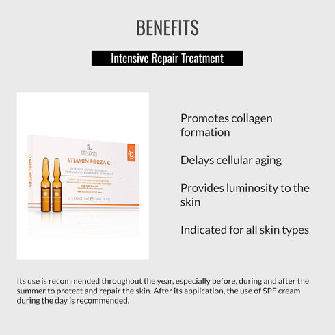 Lendan 12 2 ml - Vitamin C Ampoules - x - Intensive Radiance Treatment - Helps Promote Skin Radiance and Smoothness