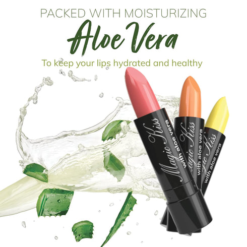 Magic Kiss Color Changing Matte Lipstick Set, 6 Piece Infused with Aloe Vera, Made in USA (Colors of Aloha 3)