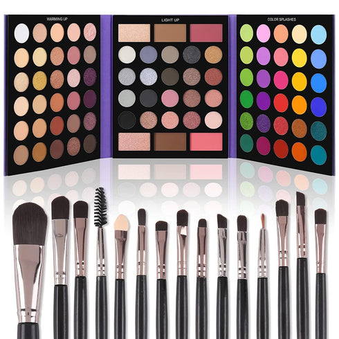 UCANBE Eyeshadow Palette with 15Pcs Brushes Makeup Set, 86 Colors Pigmented Makeup Set for Valentine's Day Gift