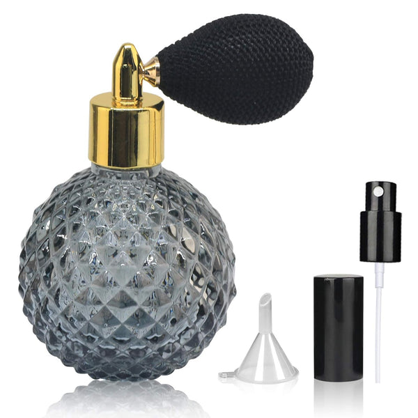 LINALL Vintage Perfume Bottle Atomizer Spray Bottle, 3.4oz Empty Refillable Glass Bottle for Home Decoration