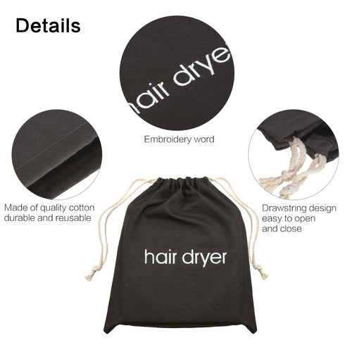 Hair Dryer Bags Drawstring Bag, 11.8 by 13.8 Inch (Cotton, Gray)