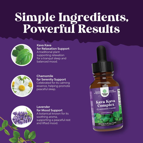 Potent Liquid Kava Kava Drops - High Concentration Kava Extract with Chamomile and Lavender, Vegan Non-GMO Mood Support