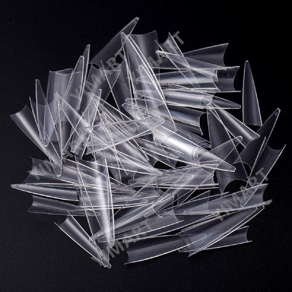 YIMART 500pcs Clear Acrylic Medium Long Stiletto Nail Tips for Easy Coffin Nails, Sharp False Nail Art Tips