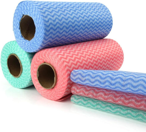 Disposable Cleaning Towel (2 Rolls/100pcs) Paper Towels, Multipurpose Fabric, Non-Woven Kitchen Cloth