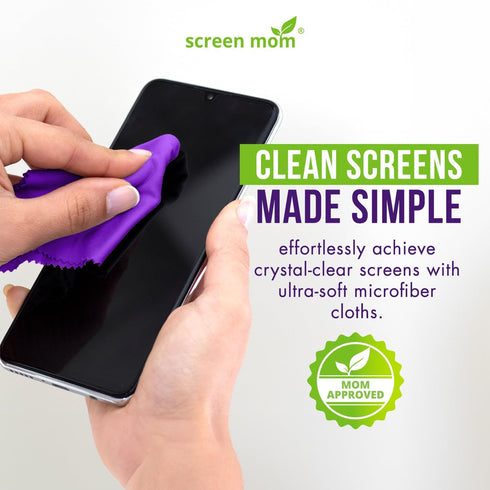 Screen Mom (6-Pack) Screen Cleaner Purple Microfiber Cloths - Microfiber Screens Cleaner Cloths, TV Cleaning Cloth