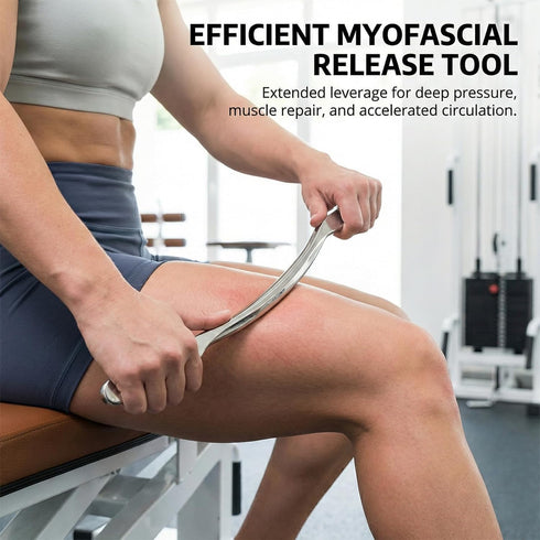 MINZHOUYA 15.75" Muscle Scraper Tool for Back & Legs, Long Bar Myofascial Massage Release Tool, Stainless Steel