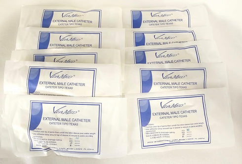 Viamed 22211 External Male Latex Catheter Condom Style self-adhering Coated Strip, Size L=30mm,