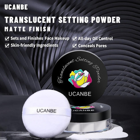 UCANBEMAKUP Long Lasting Makeup Setting Spray Kit, 6.76 Fl oz Hydrating Matte Finish Mist + Translucent Powder