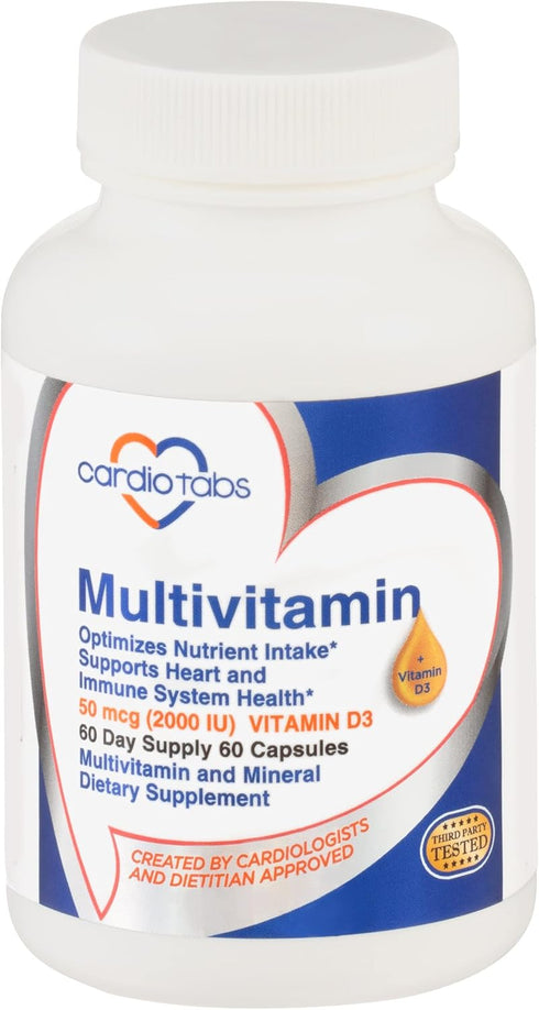 Multivitamin for Heart and Immunity - Supplements for Men & Women with B-Vitamin Complex, 60-Count Bottle