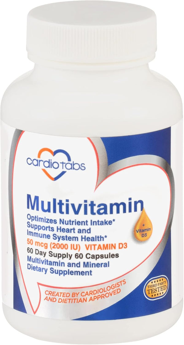 Multivitamin for Heart and Immunity - Supplements for Men & Women with B-Vitamin Complex, 60-Count Bottle