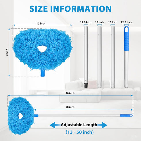 High Ceiling Fan Cleaner Duster, Reusable Microfiber Blade Cleaner with Extension Handle for Furniture and Walls