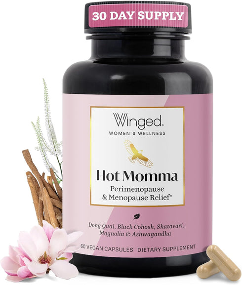 Winged Wellness Hot Momma Menopause Supplements for Women - Hormone-Free Menopause Relief