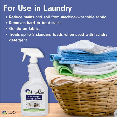 LivePure Anti-Allergen Fabric Spray for Household Surfaces - 32 OZ