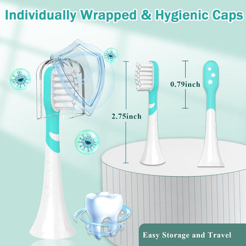 Kids Toothbrush Heads Compatible with Electric Philips Sonicare Handle, 8 Pack Green for Ages 3-7, Mini Brush Heads