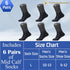 Yomandamor Best Mens Mid-Calf Diabetic Socks, 6 Pairs, L Size (Socks Size: 10-13)