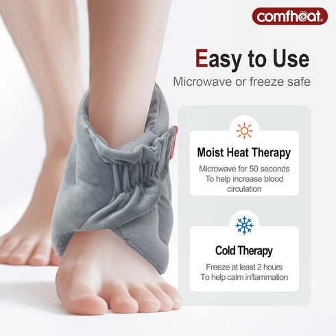 Microwave Ankle Heating Pad for Ankle Pain, Achilles Tendinitis, Heated Ankle Wrap Moist Hot or Cold Compress