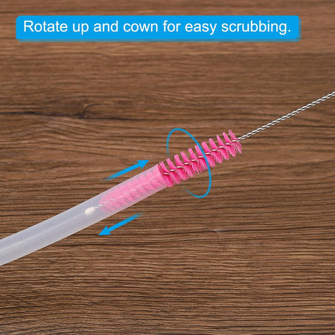 PATIKIL 10"x3/8" Long Straw Brush, 10 Pcs Nylon Pipe Cleaner for Drinking Straws and Pot Spout, Pink