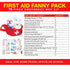 KB-8005 Pack, 8x2x6 75 3 Primacare First Aid Fanny Stocked with Pieces Emergency Medical Supplies, Lifeguard Waist
