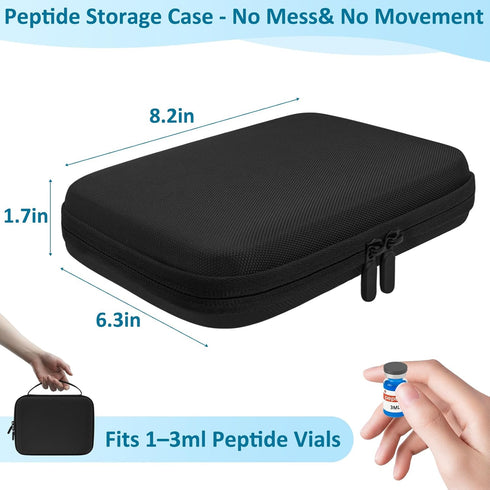WIKSRY 3ML 63-Slot 3ml Peptide Case Peptide Organizer with Mesh Pocket, Fits Bottles, Peptide Storage Case for Fridge