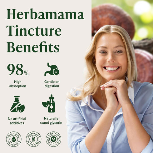 Immune 8-Mushroom Immunity 56-Day HERBAMAMA Super Mushroom Supplement - Vegan Complex Blend with Reishi, Lion's Mane
