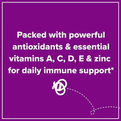 Zarbee's Elderberry Gummy Daily Immune Support Supplement, 60 Count, Vitamins A, C, D, E & Zinc, Natural Berry Flavor