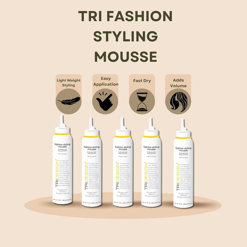TRI Fashion Styling Mousse - 10 Ounce for Wavy Hair, Volumizing & Taming Curls