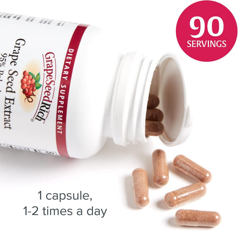 Natural Factors GrapeSeedRich Grape Seed Extract, 90 Capsules for Antioxidant Support