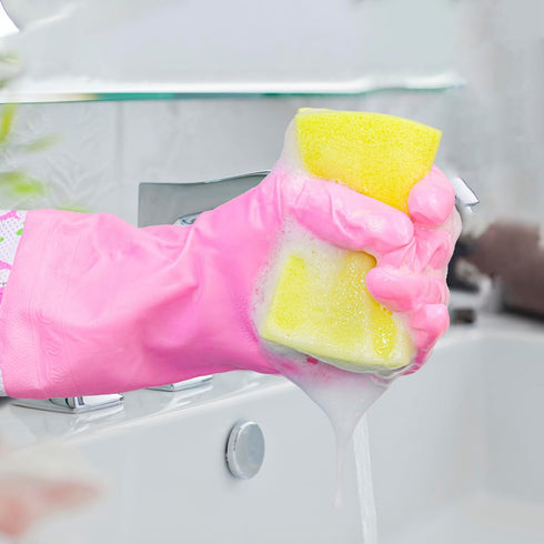 Eco Non-Scratch Sponges, Scrub Pads for Kitchen and Dish Cleaning, 12 Scrubbing Sponges + Draining Rack