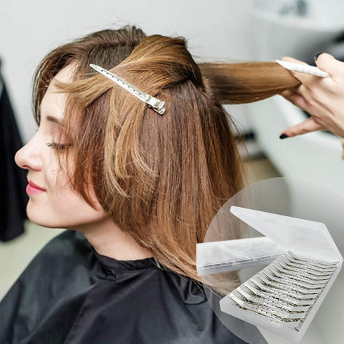 HiJeaton 24Pcs Metal Duck Billed Hair Clips for Women, Silver Styling Sectioning Hair Pins