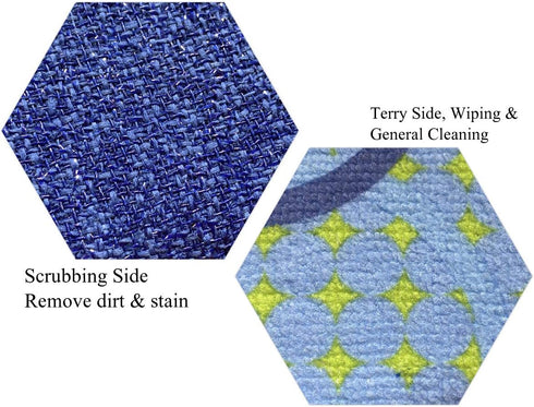 Microfiber Double Sided Scrub & Wipe Sponge Pad for Kitchen & Bath - Safe on Dishes, Sink & Non-Stick Cookware - Reusable Machine Washable Durable & Long Lasting (6pc)