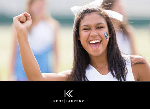 Kenz Laurenz 7" Jumbo Cheer Bow, Big Hair Bows with Ponytail Holder, 10 Pack, Blue