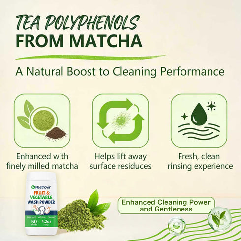 Neathova 50 4.2oz (120g), Fruit & Veggie Wash Powder, Natural Organic Produce Cleaner for Pesticides & Wax Removal