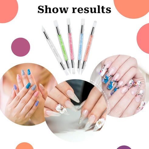 5 Pcs Nail Art Sculpture Pen, Dual Tipped Silicone Nail Tools for Nail Art Design and Drawing
