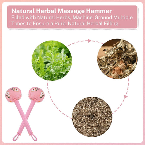 Hammer, Hammer, 26cm-Pink lefeke Manual Massage Mugwort Massage Handheld Body Percussion Tool for Back Neck Shoulder