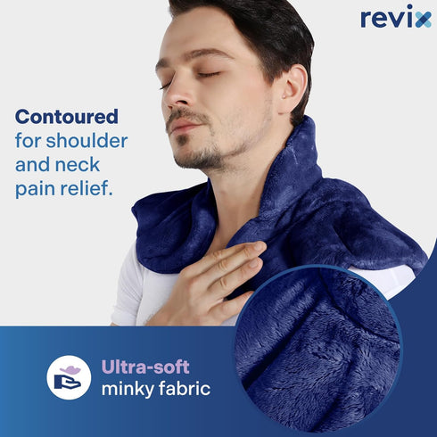 REVIX Microwavable Neck Warmer Heating Pad with Moist Heat for Neck, Shoulders, and Back Pain Relief